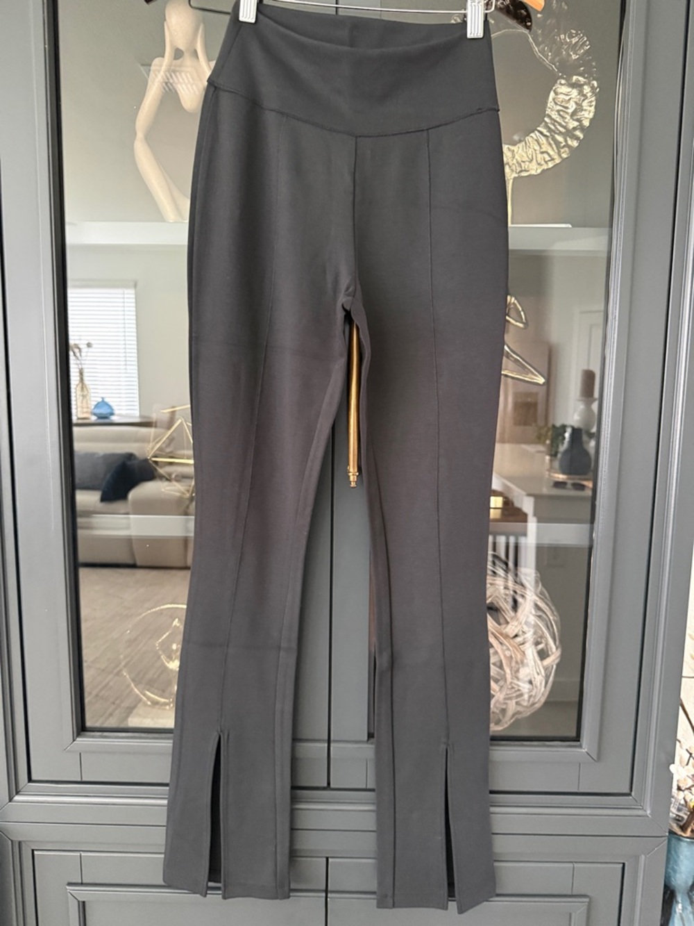 The Drop Black High-Waist Ponte Leggings with Front Slits